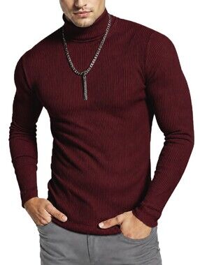 NY Threads Men’s XL Wine Red Ribbed Turtleneck Stretch Cotton Blend NWT